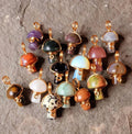 Wholesale Gold Wire Wrapped Natural Crystal Mushroom Shape 7 Chakras Healing Crystal Stone Pendant Necklace for Women Jewelry
