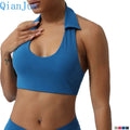 2024 New Women Lapel Neck Hanging Yoga Vest Push-up Back Sports Bra Running Fitness Underwear With Chest Pad for Women