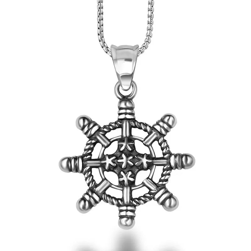 Fashion Marine Ship Wheel Nice Quality Jewelry Stainless Steel Necklace Rudder Pendant
