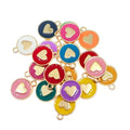 Round Love Heart Enamel Charms Handmade Pendant for Diy Bracelet Jewelry Making