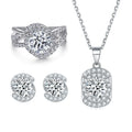 Fashion Silver Jewelry Set Rhodium Plated Round Cut Zirconia Ring Necklaces Earrings Women Jewelry Sets for Party MegaBDM
