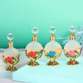 15ml Arab Patented Rose Flower Tree Metal Perfume Bottle Essential Oil Refillable Frosted Fancy Attar Glass Bottles#15312-G
