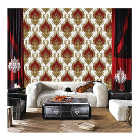 Waterproof High Quality Pvc Wallpaper Deep Embossed Red Damask Pattern Big Size 1.06M Width Living Room Vinyl PVC Wallpaper