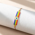 Women's Bohemian Style Gold Plated Rainbow Lucky Eye Jewelry Handmade Miyuki Beads Bracelet Fashion Customizable Charm Bracelet