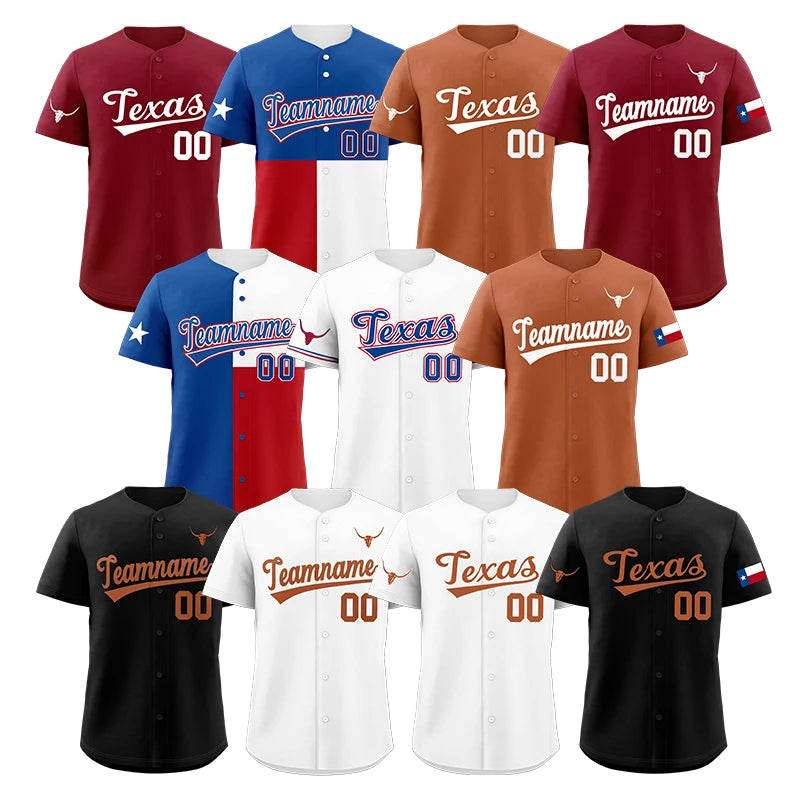 Wholesale Custom Texas Flag Color Block Authentic Baseball Jersey Cheap Jersey Hot Selling Printing Baseball Uniforms