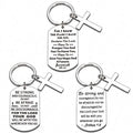 Custom Stainless Steel Keychain Bible Verse Cross Metal Key Chains Prayer Baptism Amulet for Kids Children Jesus Christian Gifts