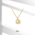 HOVANCI Luxury Good Quality Jewelry Thick 18K Waterproof Stainless Steel Square Opal Moonstone Necklace