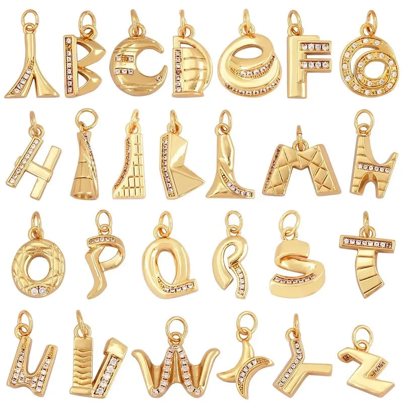 Exquisite Zircon 18K Gold Plated Initial Name A-Z Letter Charm Pendant NecklaceFashion Jewelry Findings Supplies Wholesales L09