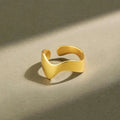 Women Simple Design Stainless Steel Matte 18k Gold Plated Ring