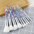 Professional 10pcs Synthetic Crystal Handle Makeup Brushes Set Fan Brush Style for Face Concealer & Eyebrow Pencil Application