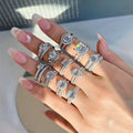 Hainon S925 Sterling Silver Simple Versatile Personality Design Zircon Ring Women's Wedding Ring