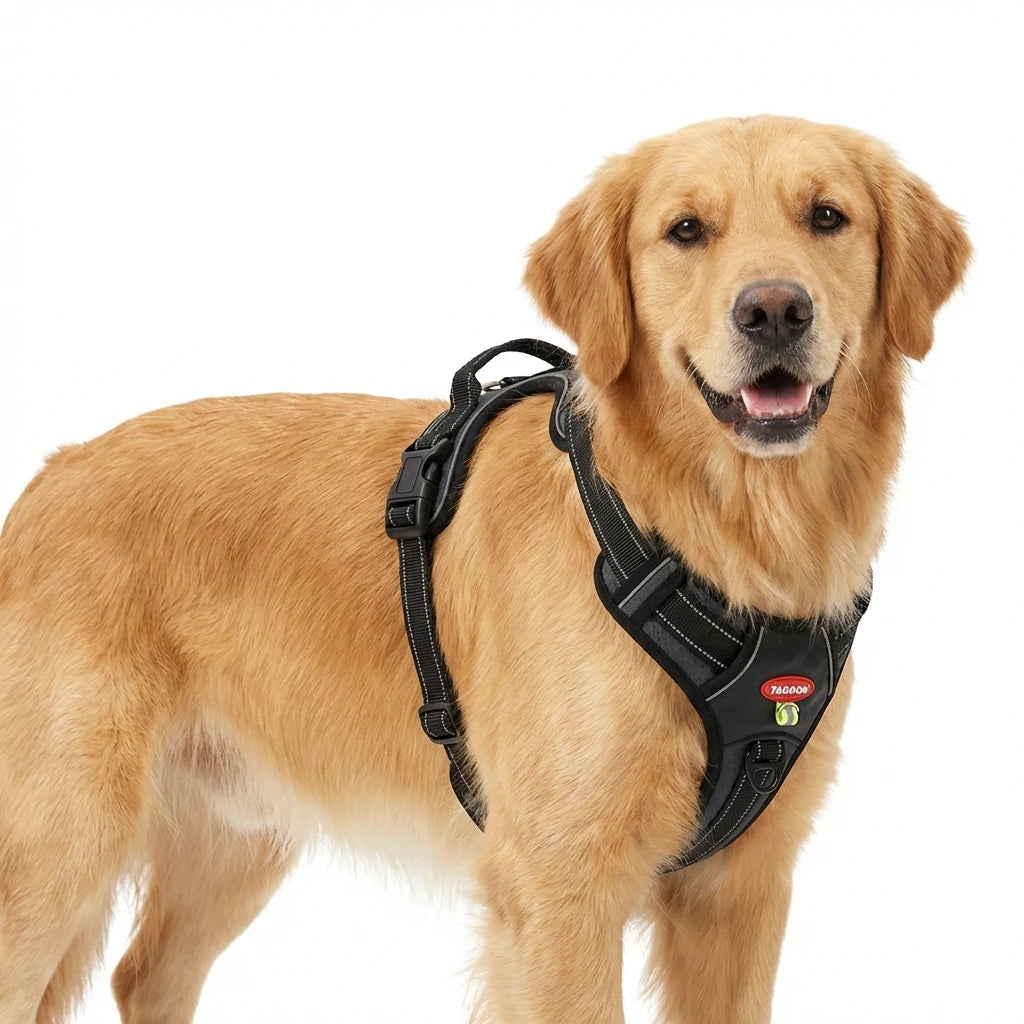 New No-Pull Reflective Dog Harness with Handle Adjustable Anti-Escape Pet Vest for Medium Large Dogs L Size Black