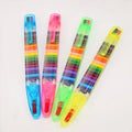 Kawaii Novelty Diy Toy Stationery Free Sharpen Gifts Plastic 20 Color Colorful Rainbow Paint Brush Gifts Painting Crayon