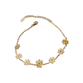 Women's Sunflower Daisy Gold Stainless Steel Bracelet Special Design Not Fade Anklet Fashion Charm Jewelry