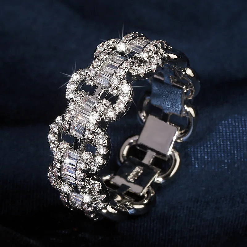CAOSHI Luxury Eternity Wedding 925 Silver Plated Ring White CZ Hollow Cross Rings Silver Dainty Rings