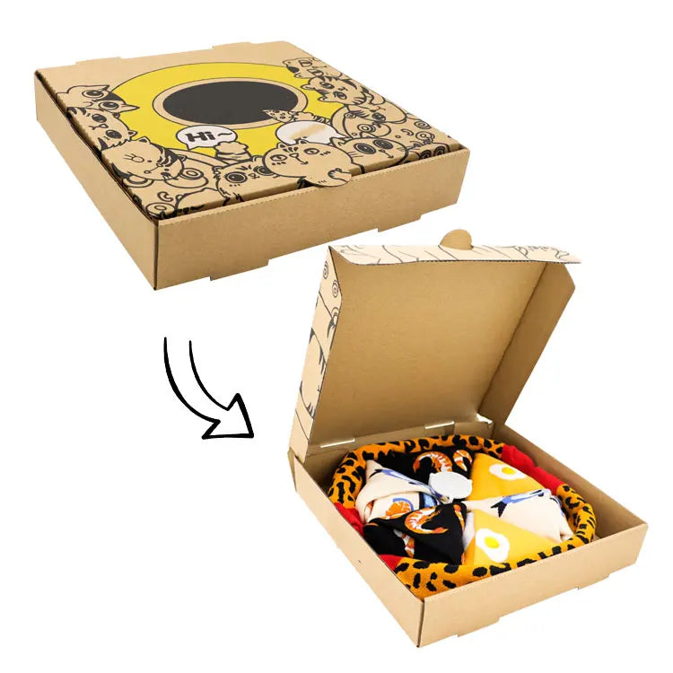 In-stock Custom Designer Socks 4-Pack Funny Socks Gift in Box Packaging Men's Cartoon Food Wholesale Socks Novelty