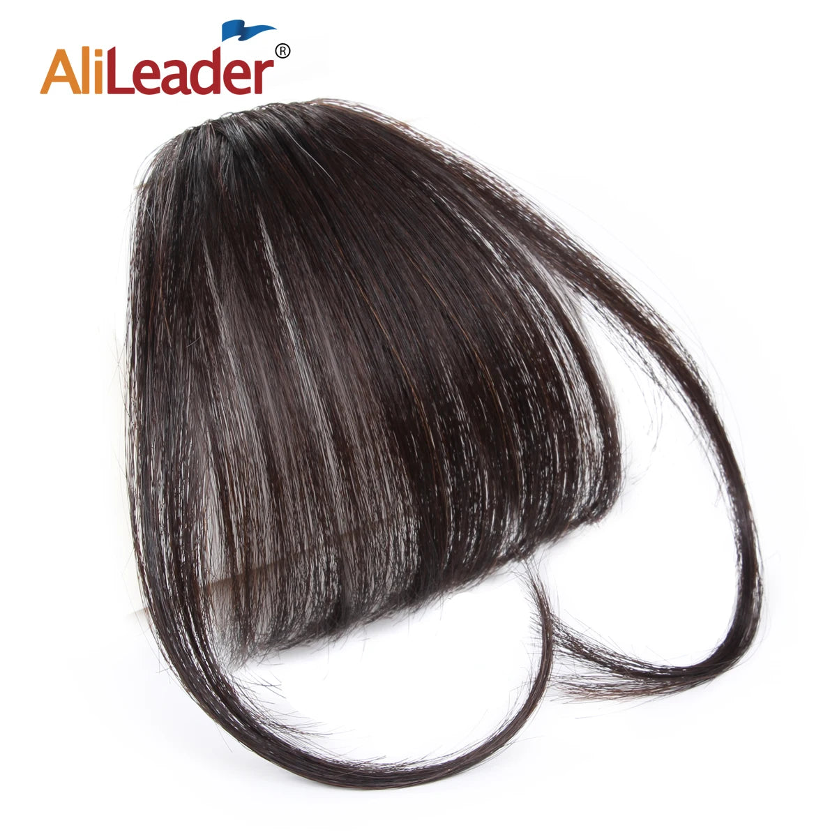 AliLeader Thin Flat Bangs with Temple Clip in Hairpiece Fringe Human Hair Bangs Hair Extensions