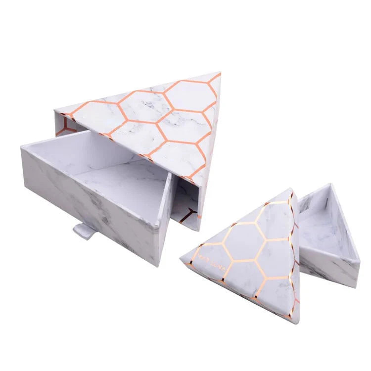 Hardcover Triangle Gift Paper Box Custom Packaging Triangle Box Die Cut Drawer Box