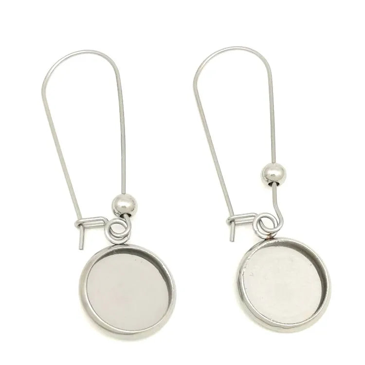 Inner Size 6/8/10/12/14/16/18/20mm Stainless Steel Cabochon Earring Settings Round Shape Blank Base DIY Earrings Hooks Findings