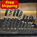 Free Shipping Obsidian Black Resin Handle Full Tang Professional Japanese Damascus Steel Kitchen Knives Set with logo Gift Box