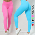 SHINBENE Women Crossover Sport Leggings Butt Lifting Front V High Waisted Workout Yoga Pants