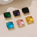 CZ8656 18k Gold Plated Brass rainbow clear Colored Solitaire CZ Zircon Cubic Zirconia Diamond Square Teardrop Charm Pendants