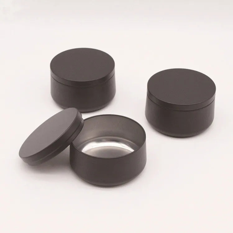 4oz 8oz Black Metal Empty Small Round Candle Tins with Screen Printing and Custom Logo for Candle Making