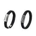 Hot Selling Black Rope Braided Stainless Steel Bracelets Leather Men's  Steel Bracelet