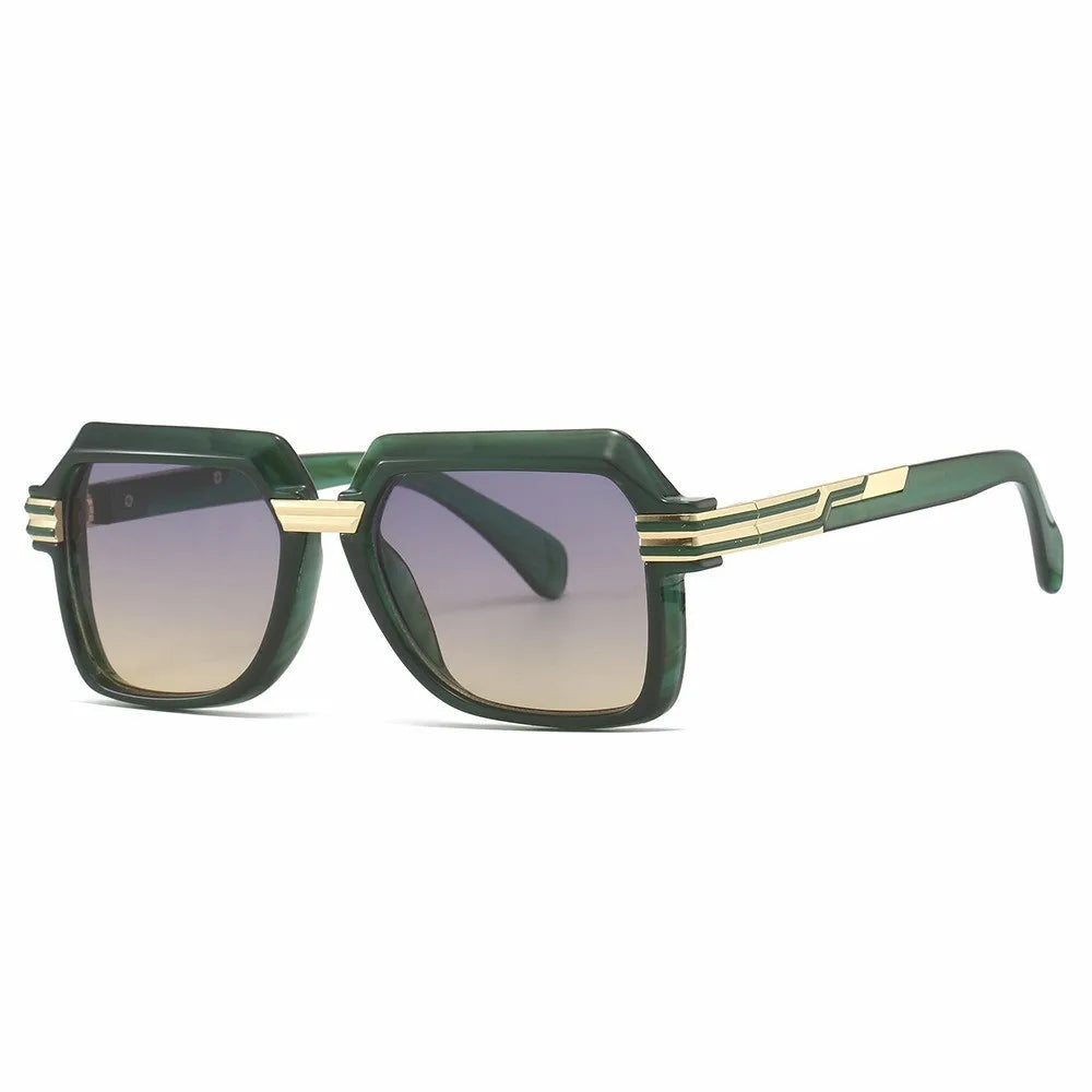 2024 High Quality Unisex Outdoor Stylish Driving square Sunglasses Classic Retro Large Frame Rectangle Metal Sun Glasses