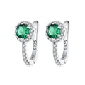 Elegant Solitaire Huggie Fashion Hoop Earrings Green Cubic Zirconia 925 Silver Platinum Plated Factory BSE942