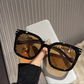 Trendy Ins Style Black Oversized Frame Sunglasses for Women Summer Designer Eyewear UV400 Acrylic Lenses PC Chain Legs Brand