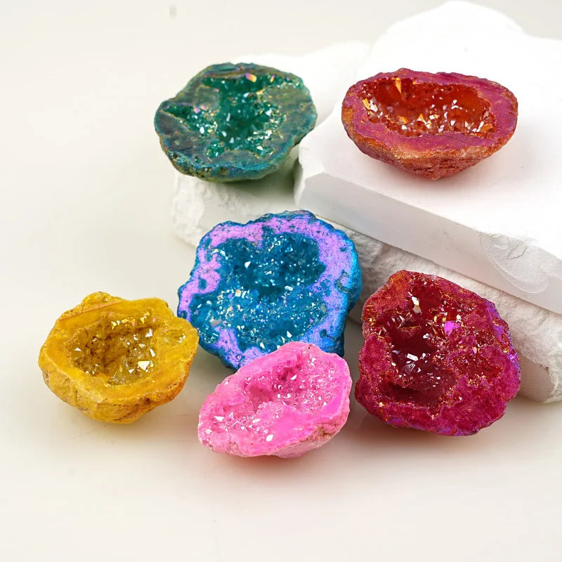 Wholesale Natural Purple Aura Quartz Crystal Aura Agate Geode for Decoration