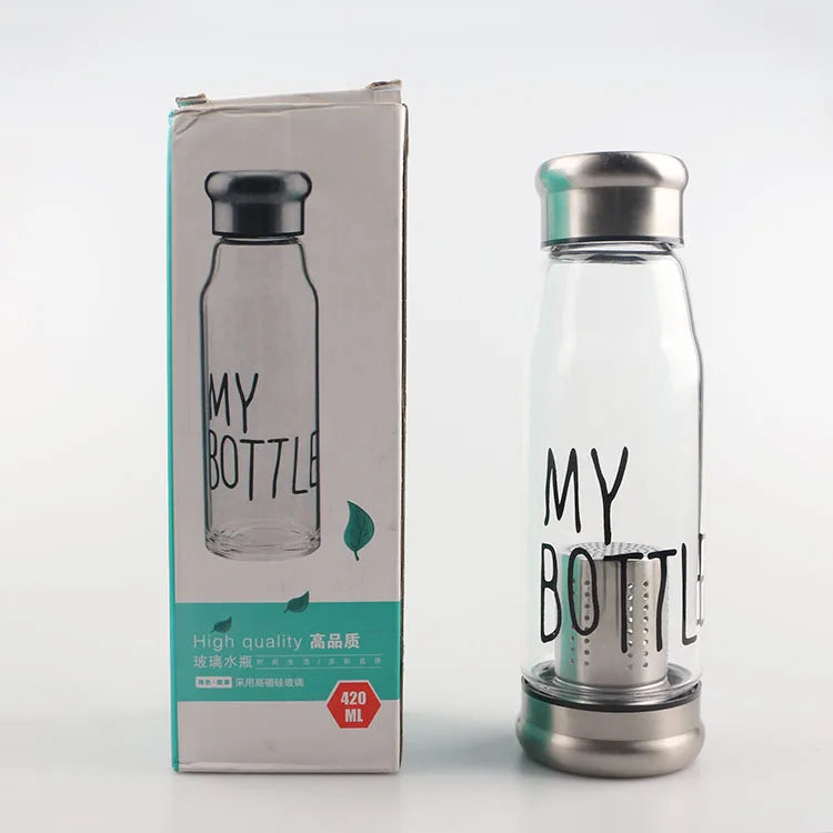 420ml  Borosilicate Glass Glass Tea Bottle with Filter Separator Bottle Stainless Steel for Coffee