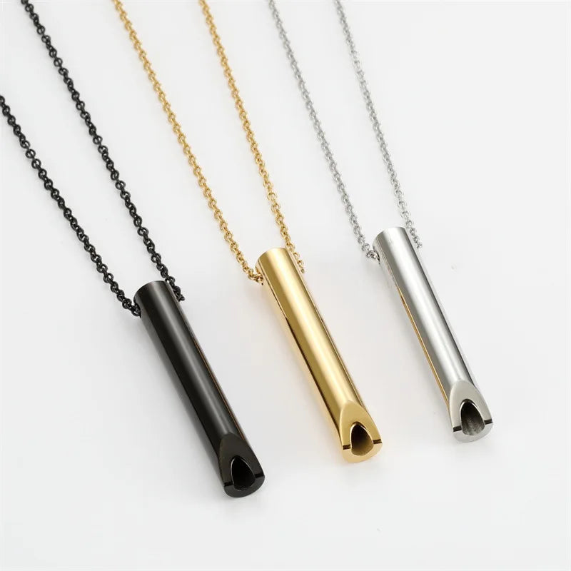 Hot Selling Women Stainless Steel Whistle Pendant Necklace Hip Hop Style Gold Plated Anxiety Relief Engraving Logo Anniversary