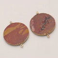 Gold Plated Bezel Round Shape Natural Stone Women's Trendy Bracelet Connector Charms Beads for Necklace Making