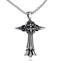 Latest Design Retro Vintage Style Men's Christian Silver Plated Stainless Steel Cross Fine Pendant Necklace for Christmas Gift