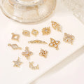 Fashion Bracelet Connector DIY Jewelry Making Accessories 14K Gold Plated Zircon Rhombus Star Moon Flower Two Circle Pendants