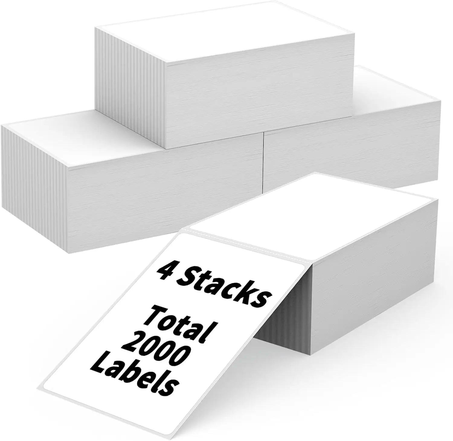 Reusable 4x6 Fanfold Direct Thermal Labels 4\" X 6\" White Perforated Shipping Labels Permanent Adhesive Free Stickers/Stack