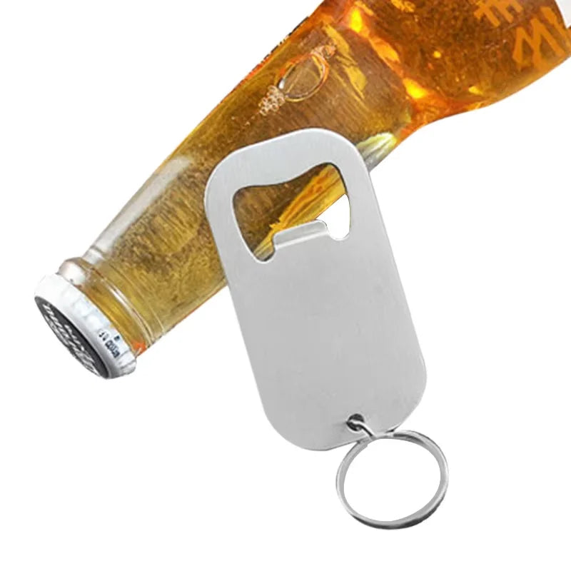 Custom Logo Keychain Stainless Steel Dog Tag Bottle Opener Metal Accessories with Beer Bottle Opener