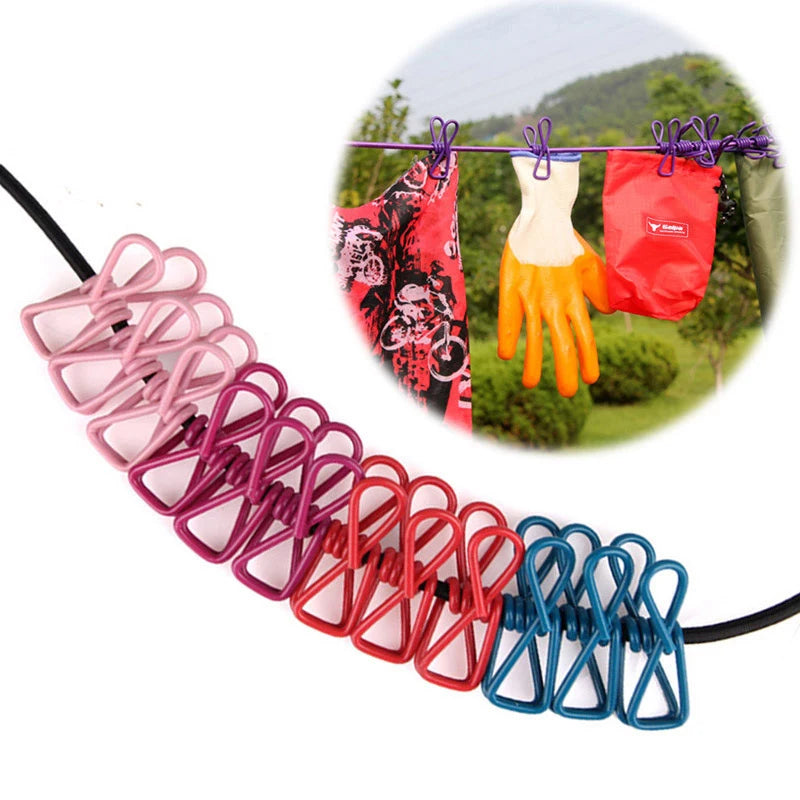 Windproof Travel Camping Clothes Line Elastic Laundry Drying Clothes Line for Outdoor and Indoor