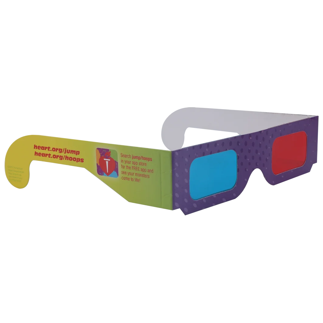 Movie Cinema Concert Custom Full Printing Foldable Red Blue 3d Paper Glasses for Gift Promotion Kids