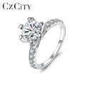 CZCITY Classic Luxury Wedding Sterling Silver Jewelry 925 Woman Female Moissanite Ring Engagement