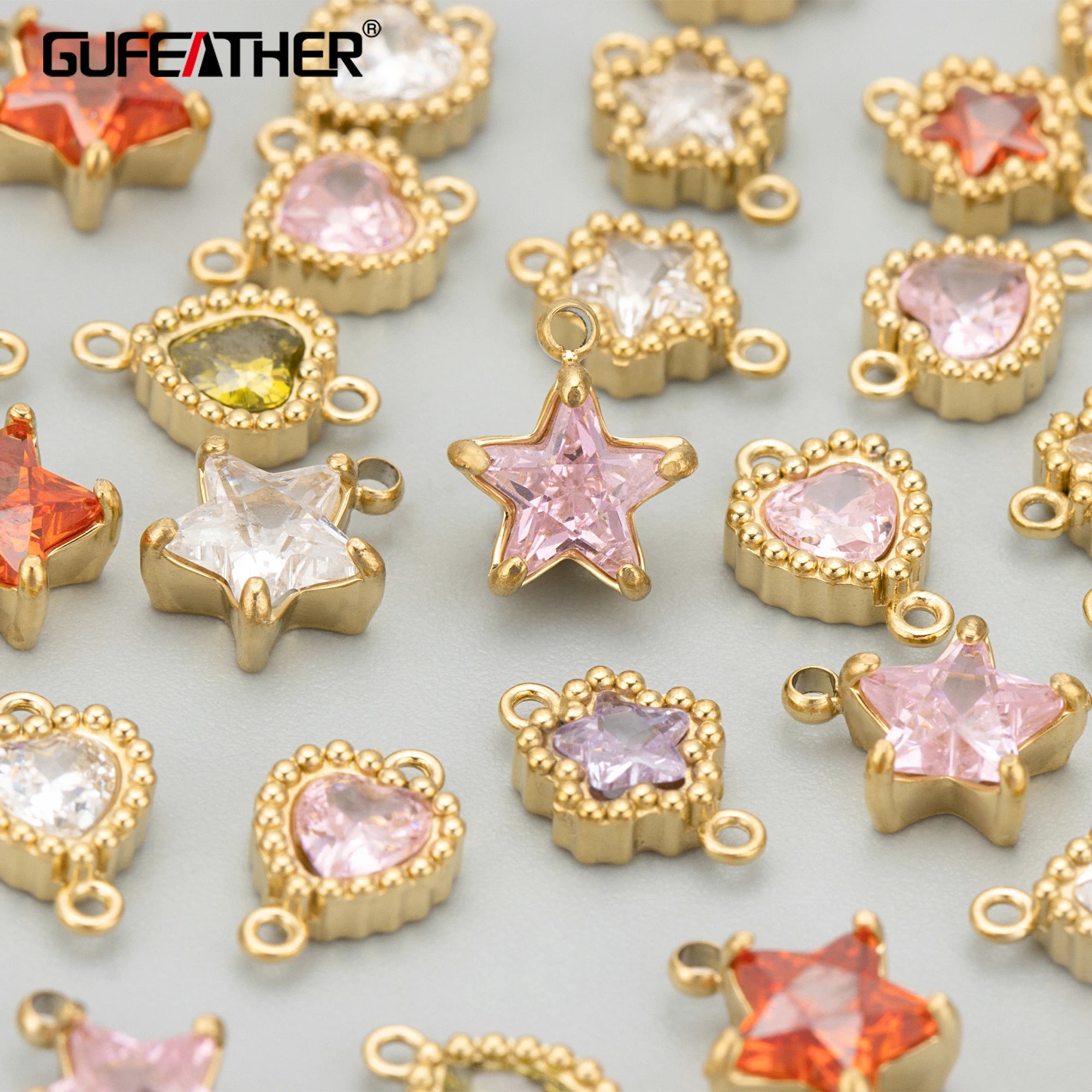 GUFEATHER ME33 316L Stainless Steel Nickel Free Zircon Handmade Charms DIY Pendants Necklace Making Findings 6pcs/lot China