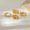 DAIHE Colored Diamond Two Layers Stainless Steel Ring Zircon Stainless Steel Open Ring Jewelry Women