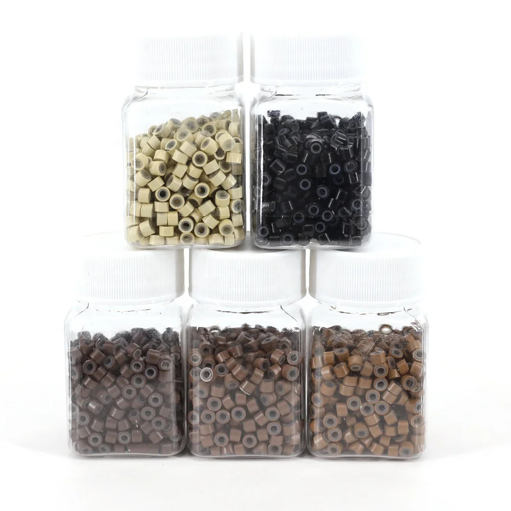 Wholesale 4525 Hair Extension Ring 500pcs/bottle Loop Hair Silicone Ring Aluminum Silicon Micro Beads