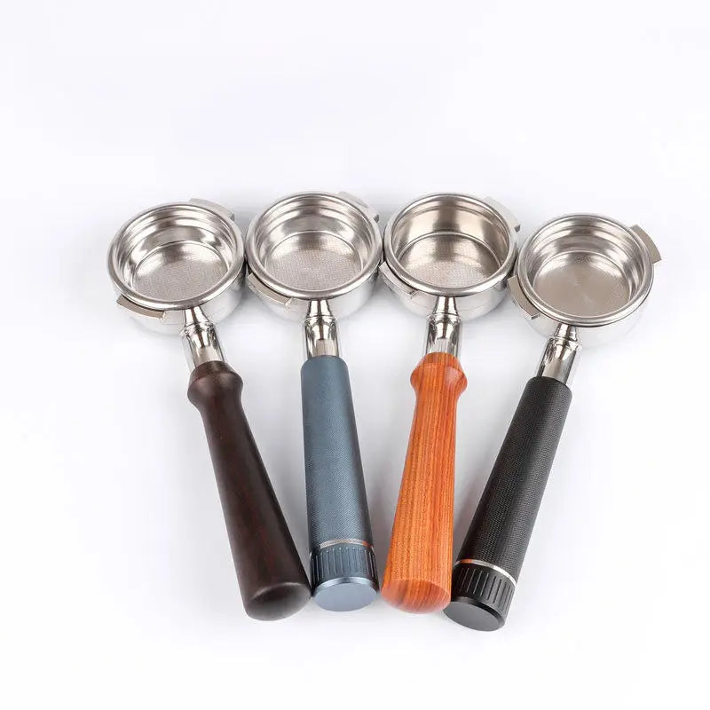 Stainless Steel Coffee Filter Handle Coffee Maker Bottomless Handle Coffee Machine Wooden Handle