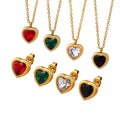 Wholesale Gold Plated Full Diamond Zircon Pink Red Heart Crystal Pendant Necklace for Women Valentine Day Mother Day Gift
