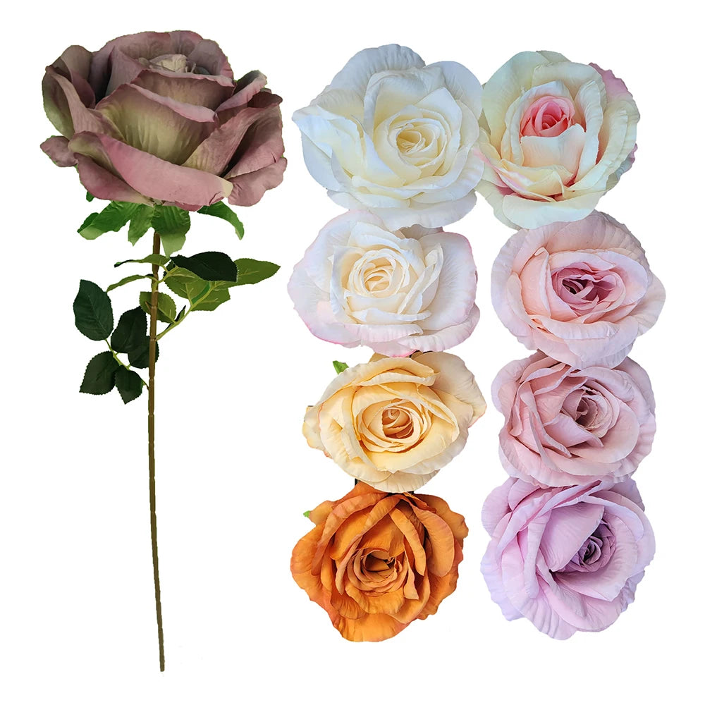 A13 Wholesale Price Long Stem Single Big Kenya Rose Home Wedding Decor Large Red Pink White Silk Rose Artificial Flowers in Bulk