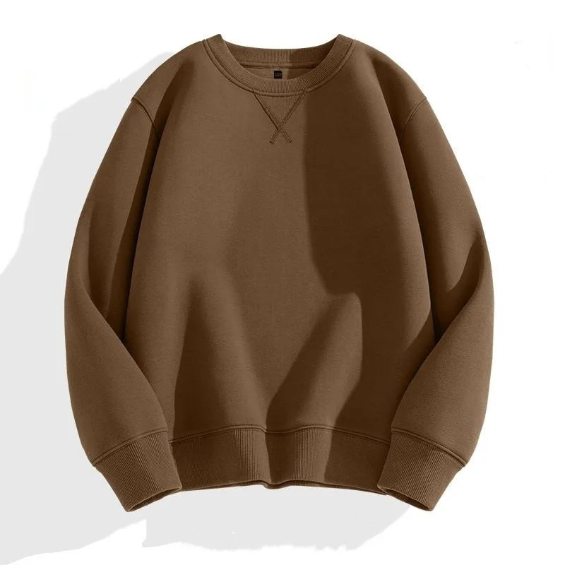 Wholesale Heavy Weight Round Neck Pullover Men Spring Casual Men Pullover Padded Solid Color Pullovers
