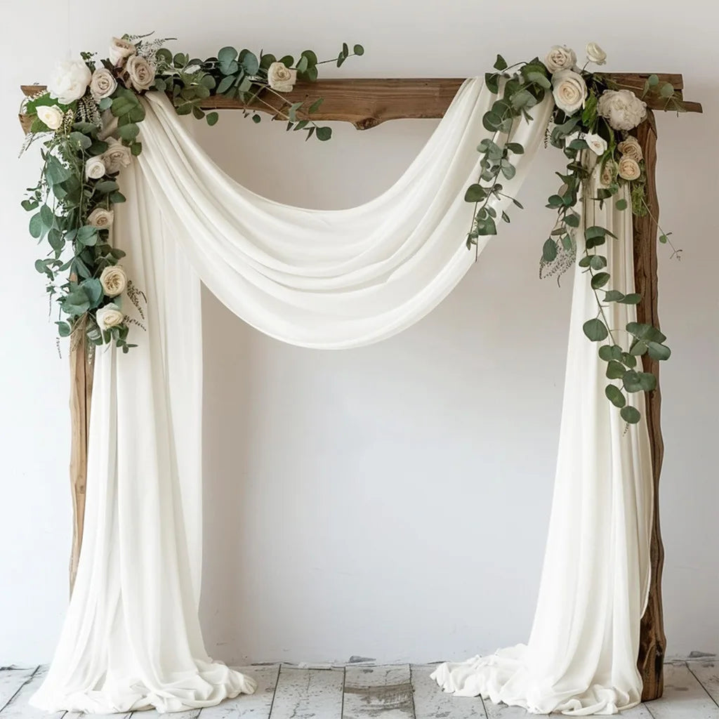 Romantic Chic Pearl Veil Fabric Chiffon Sheer Curtains for Outdoor Wedding Arch Draping